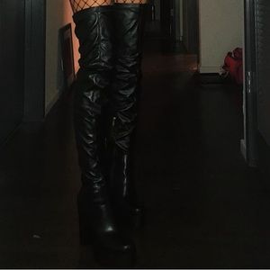 Black leather boots